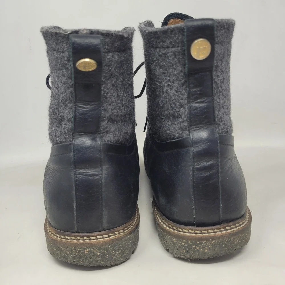 Birkenstock Timmons Boots EU44 US11 Black Leather Wool Felt Lace Up Moc Toe